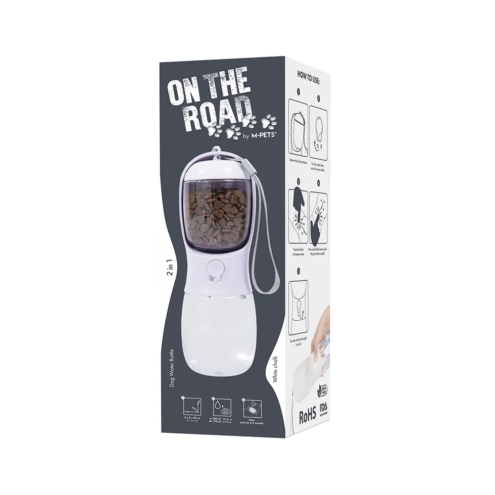 M-PETS On The Road 2in1 Water Bottle 300ml White
