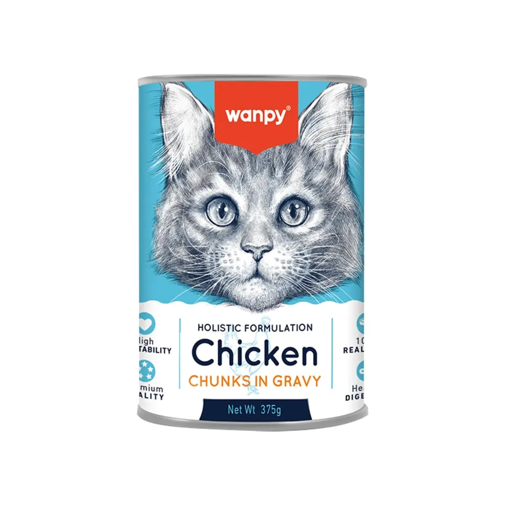 Wanpy Chunks in Gravy Canned Food for Cats – Chicken 375g