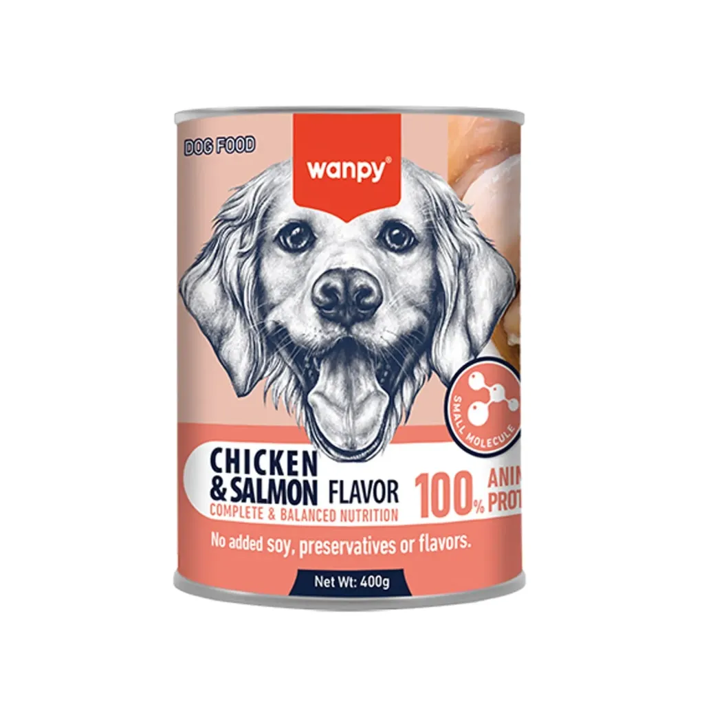 Wanpy Complete Pâté Canned Food for Dogs (Chicken & Salmon) – 400g