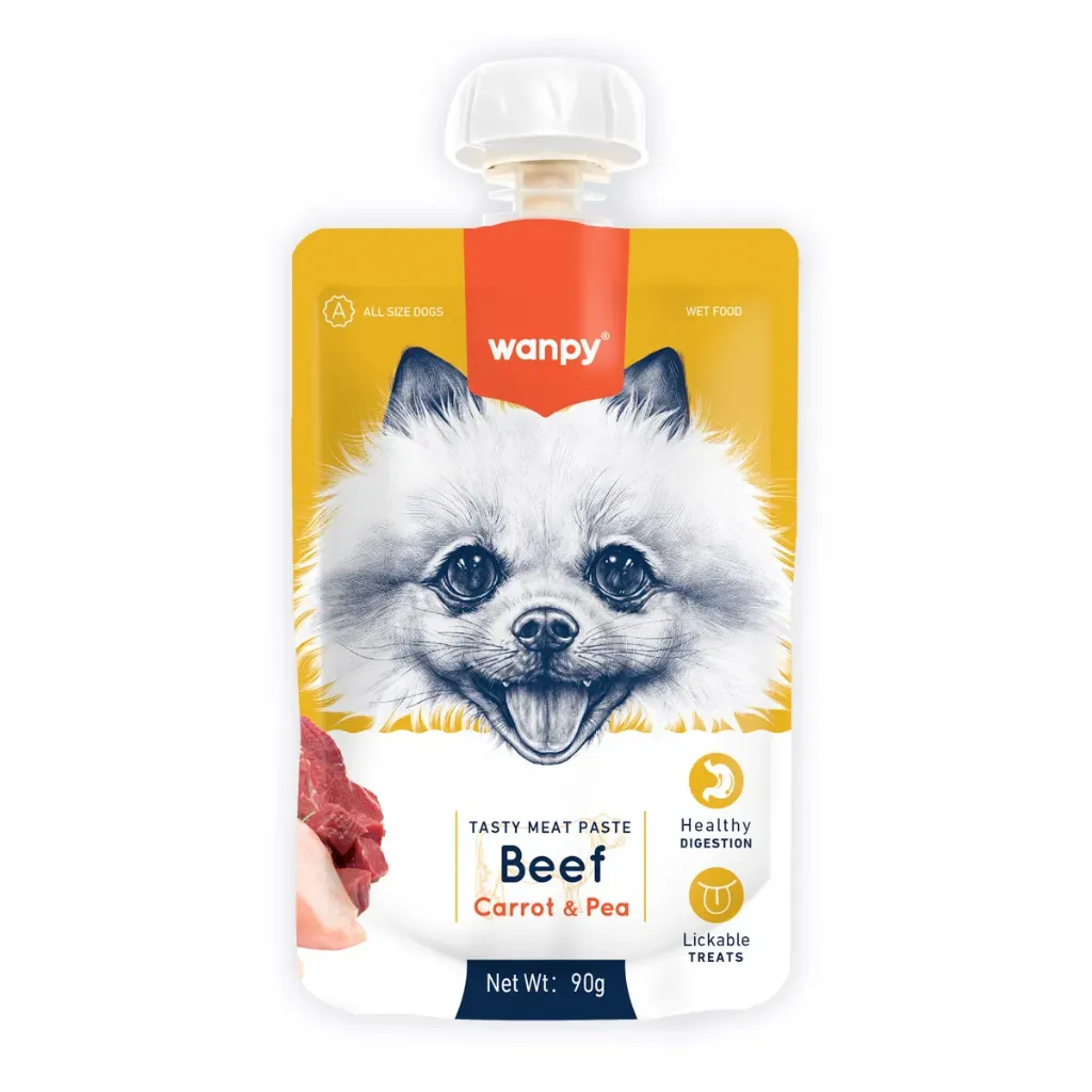 Wanpy Tasty Meat Paste Beef with Carrot & Pea for Dogs 90g