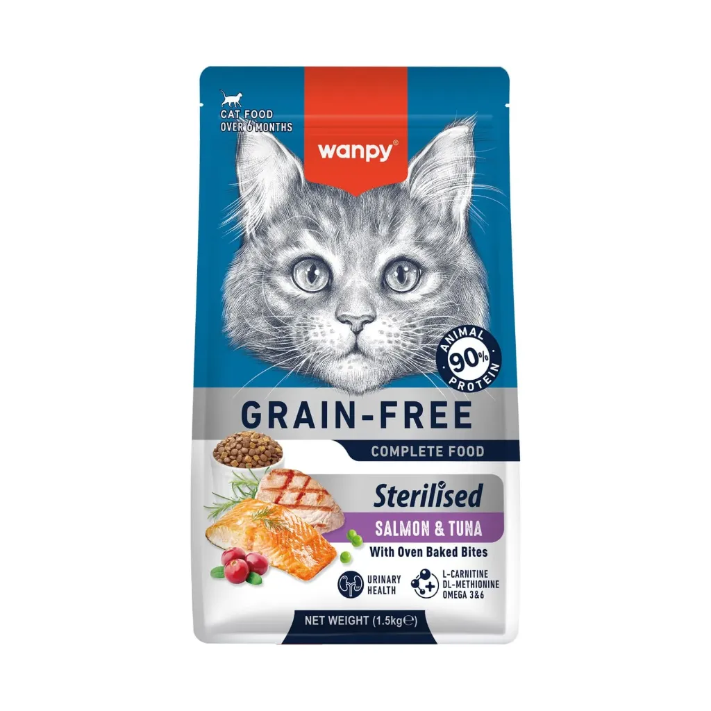 WANPY Grain Free Sterilized Cat Food – Salmon & Tuna Recipe 1.5kg