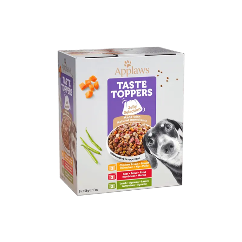 Applaws Taste Toppers in Jelly Selection Wet Dog Food 8 x 156g Tins