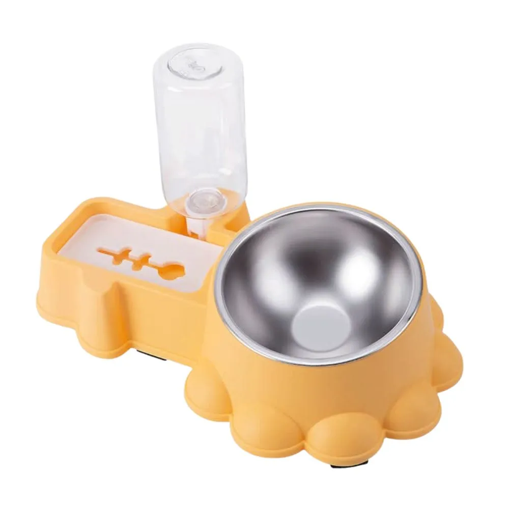 Cozy Paws Automatic Dual Pet Feeder & Water Dispenser (32×20.8×9.2cm)-yellow