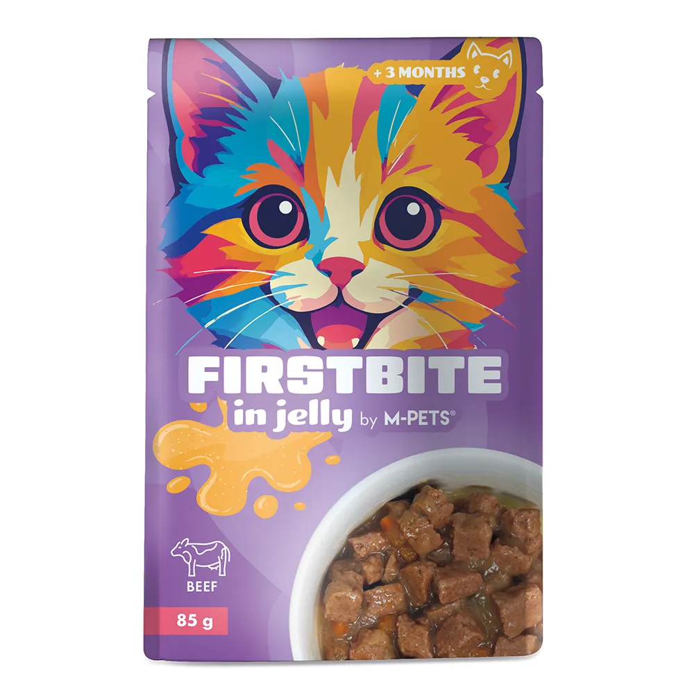 M-PETS Firstbite Beef in Jelly Wet Food Pouches for Cats 85g