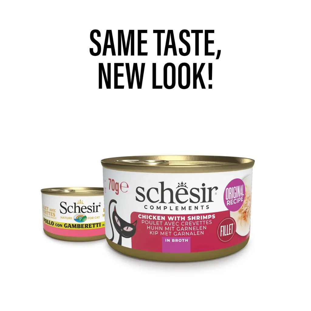 Schesir Wet Cat Food In Broth Can-Chicken With Shrimp 70g