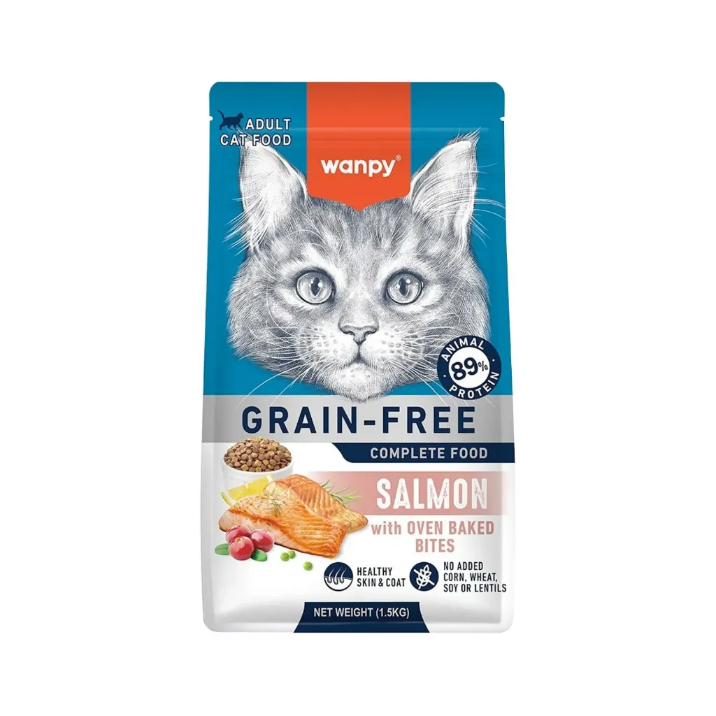Wanpy Grain Free Complete Food for Adult Cat – Salmon Recipe 1.5kg