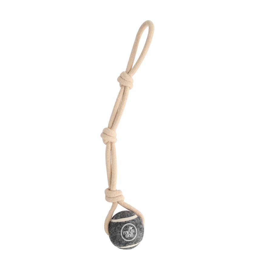 Dog Tennis Ball Rope Toy Single Grey