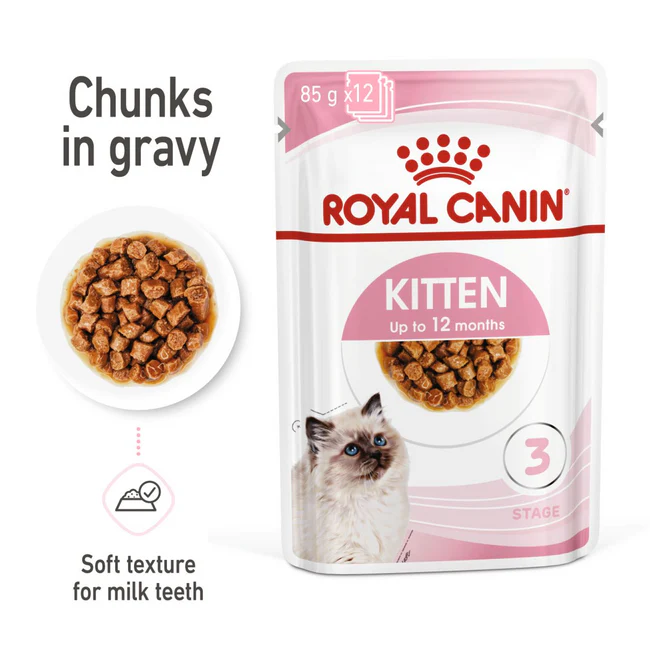 Royal Canin Feline Health Nutrition Kitten Gravy Wet Food - Pouche
