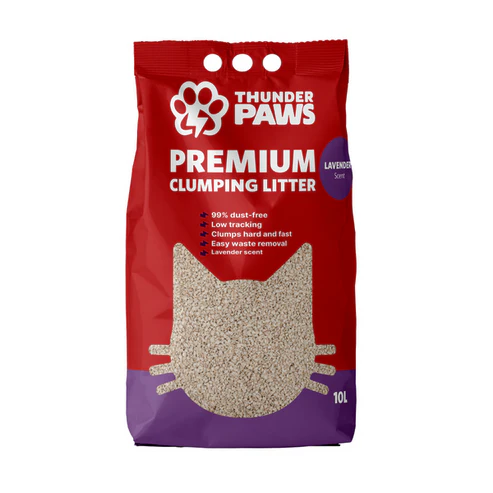 Thunder Paws Premium Hard Clumping Clay Cat Litter 10L Lavender