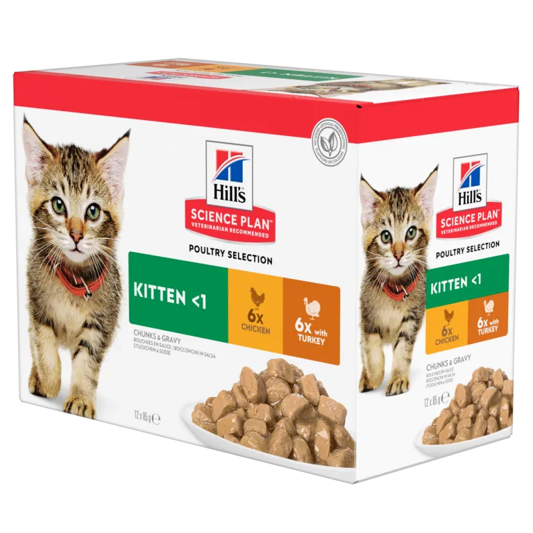 Hill’s Science Plan Kitten Wet Cat Food Multipack with Chicken, Turkey Pouches (12x85g)