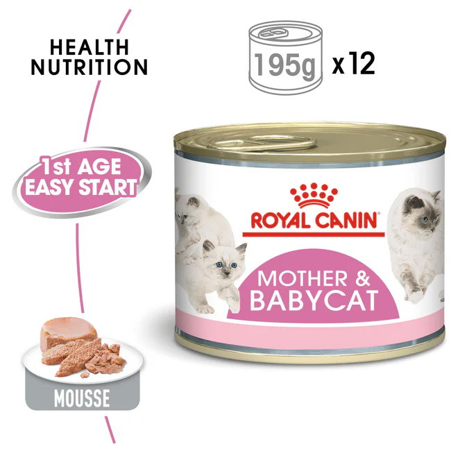 Royal Canin Feline Health Nutrition Mother & Babycat Mousse (Wet Food - Cans) 195g