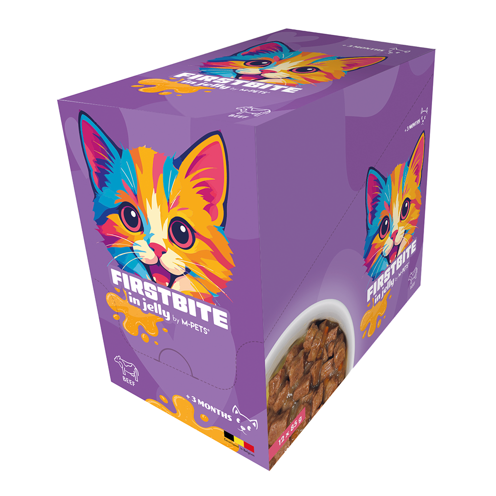 M-PETS Firstbite Beef in Jelly Wet Food Pouches for Cats 12x85g