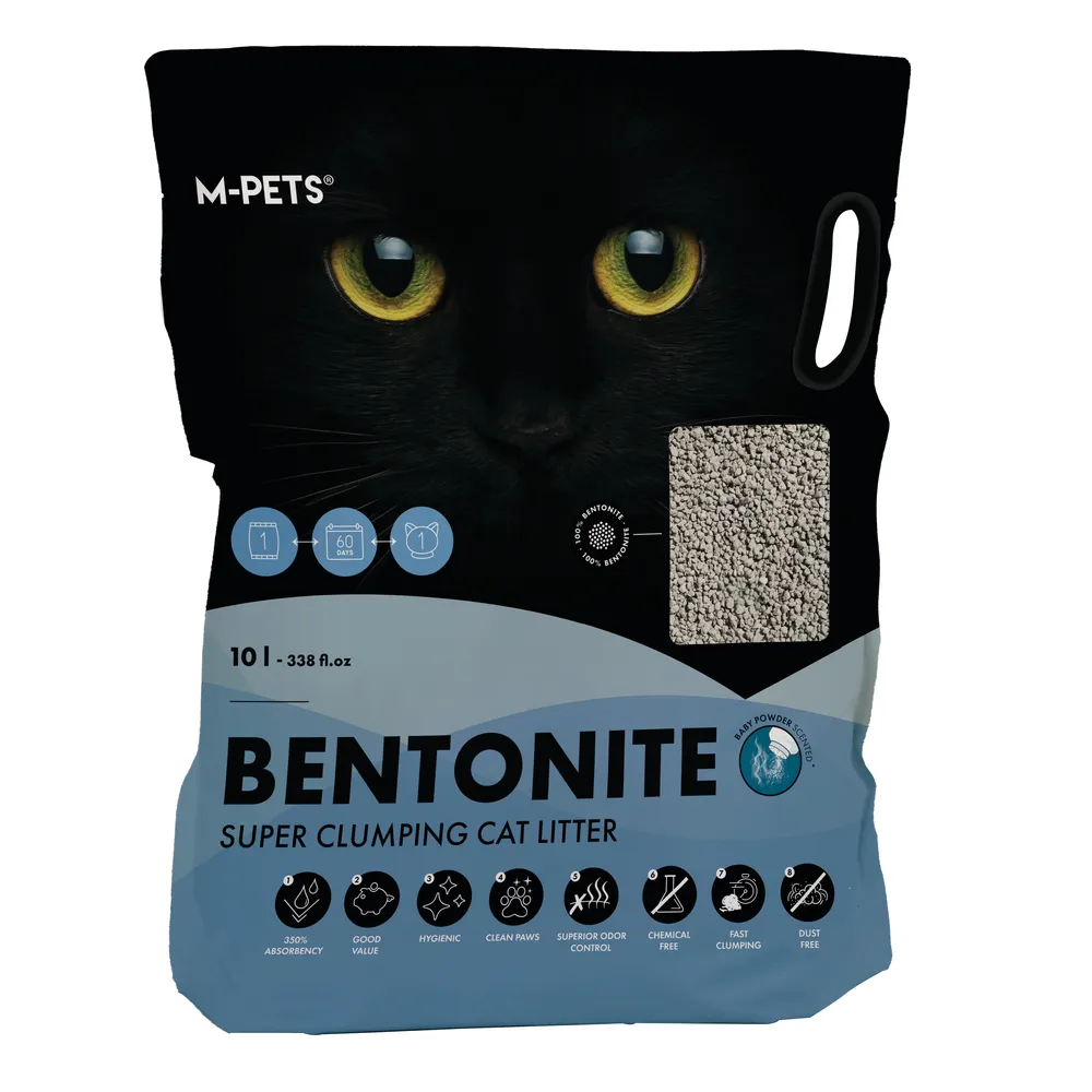 M-PETS Super Clumping Bentonite Cat Litter Baby Powder Scented 10L